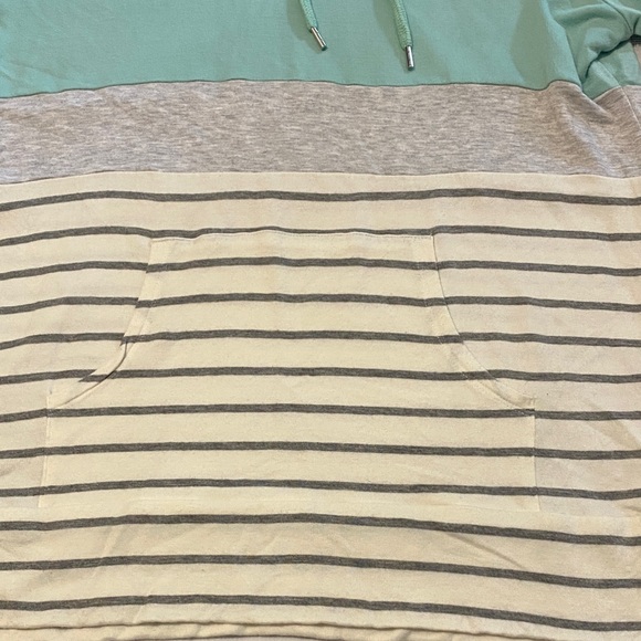 Market & Spruce Women’s Striped Light-Weight Hoodie with Mint and Gray Accents - Picture 3 of 7